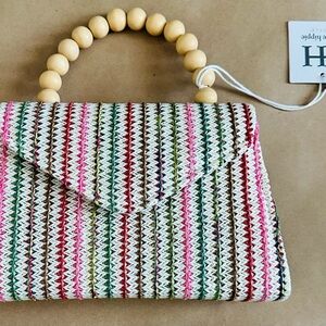 Haute Hippie Red and Pink Chevron Wristlet
